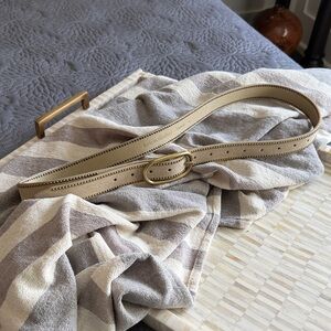 Banana Republic Neutral Leather Belt with Gold Buckle and stud details